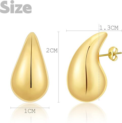 Waterdrop Hollow Open Hoops,Chunky Earrings For Women,Chunky Gold Hoop Earrings for Women, Hypoallergenic Gold Plated Earrings Fashion Jewelry for Women Girls in Kuwait