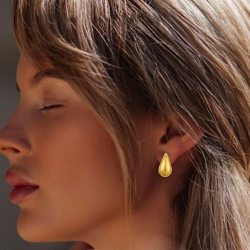 Waterdrop Hollow Open Hoops,Chunky Earrings For Women,Chunky Gold Hoop Earrings for Women, Hypoallergenic Gold Plated Earrings Fashion Jewelry for Women Girls in Kuwait