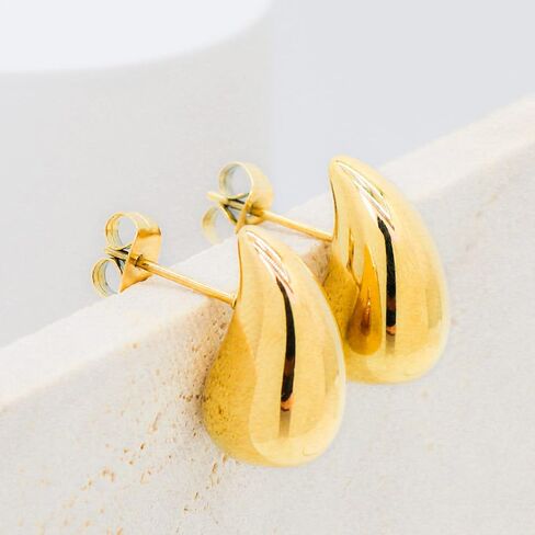 Waterdrop Hollow Open Hoops,Chunky Earrings For Women,Chunky Gold Hoop Earrings for Women, Hypoallergenic Gold Plated Earrings Fashion Jewelry for Women Girls in Kuwait
