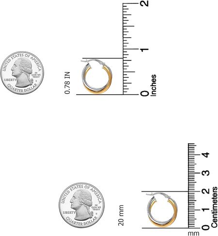 LeCalla 925 Sterling Silver Hoop Earrings for Women | Small Two-Tone Click-Top Intertwined Chunky Earring Hoops 20MM in Saudi Arabia