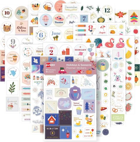 Avery Planner Stickers Variety Pack, 30 Sheets of Stickers, Set of 1,656 Productivity Stickers for Your Planner, Journal or Calendar (6785) in Saudi Arabia