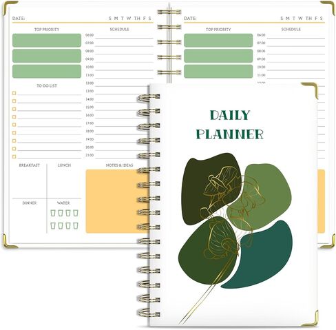 مخطط جمالي يومي، مخطط دفتر الملاحظات مع جدول كل ساعة، مخطط عمل بغلاف مقوى مقاس A5 للبقاء منظمًا وتعزيز الإنتاجية، مخطط غير مؤرخ للوازم المدرسية المكتبية، 160 صفحة in Kuwait