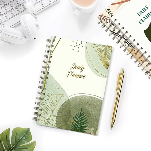 مخطط جمالي يومي، مخطط دفتر الملاحظات مع جدول كل ساعة، مخطط عمل بغلاف مقوى مقاس A5 للبقاء منظمًا وتعزيز الإنتاجية، مخطط غير مؤرخ للوازم المدرسية المكتبية، 160 صفحة in Kuwait