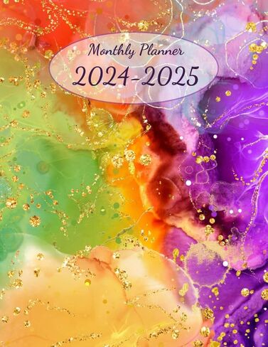 Monthly Planner 2024-2025: Two Year Calendar Book, large size, 8.5"x11". With Holidays. Colorful cover. in Saudi Arabia