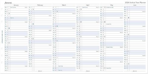 Filofax Calendar Diary Refill, A5 Size, Vertical Year Planner, White Paper, English, 2024 (C68501-24) in Saudi Arabia