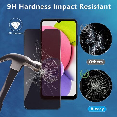 (عبوتان) متوافق مع واقي شاشة الخصوصية Samsung Galaxy A03، طبقة زجاجية مقسى مضادة للتجسس، صلابة 9H HD، حواف منحنية 2.5D، مضادة للخدش، خالية من الفقاعات، واقي شاشة من الزجاج المقسى لهاتف Samsung Galaxy A03 in Kuwait