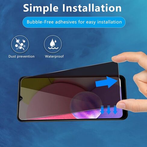 (عبوتان) متوافق مع واقي شاشة الخصوصية Samsung Galaxy A03، طبقة زجاجية مقسى مضادة للتجسس، صلابة 9H HD، حواف منحنية 2.5D، مضادة للخدش، خالية من الفقاعات، واقي شاشة من الزجاج المقسى لهاتف Samsung Galaxy A03 in Kuwait