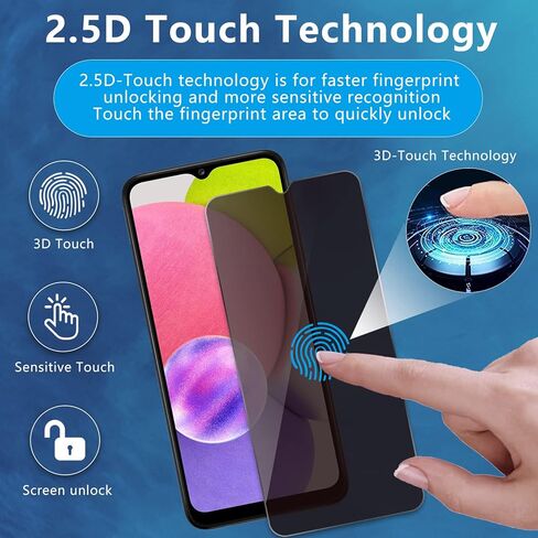 (عبوتان) متوافق مع واقي شاشة الخصوصية Samsung Galaxy A03، طبقة زجاجية مقسى مضادة للتجسس، صلابة 9H HD، حواف منحنية 2.5D، مضادة للخدش، خالية من الفقاعات، واقي شاشة من الزجاج المقسى لهاتف Samsung Galaxy A03 in Kuwait