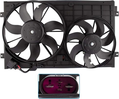 Engine Radiator Cooling Fan Assembly Fit for Volkswagen Beetle/Passat 2012-2013，Golf 2010-2013, Jetta 2005-2013, Rabbit 2012-2013 Replace# 1K0959455DH 1K0959455ET in Kuwait