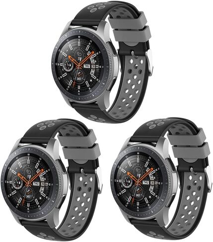 مجموعة من 3 أحزمة ساعة PINHEN مقاس 22 مم متوافقة مع ساعة Samsung Galaxy Watch 46 مم SM-R800 R800/Galaxy Watch 3 45 مم R840/Gear S3 Classic and Frontier، سوار ساعة رياضي من السيليكون الناعم للرجال والنساء (GGB، 22 مم) in Kuwait