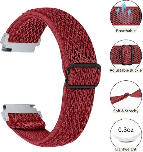 RuenTech 2 Pack Elastic Bands Compatible with Nerunsa P66XG P66D/Ddidbi P66D P66E/Dotn P66D/Hendari P66, Adjustable Nylon Straps Fashions Wristbands for P66 1.85'' Smartwatch in Saudi Arabia