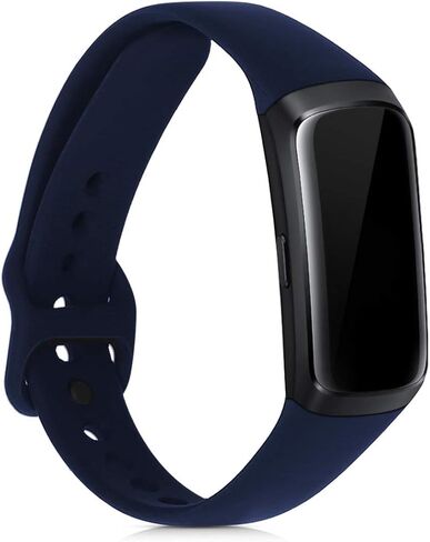 أحزمة kwmobile متوافقة مع أحزمة Samsung Galaxy Fit (SM-R370) - 2x سوار ساعة سيليكون بديل - أسود/أزرق داكن in Saudi Arabia