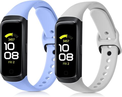 أحزمة kwmobile متوافقة مع أحزمة Samsung Galaxy Fit (SM-R370) - 2x سوار ساعة سيليكون بديل - أسود/أزرق داكن in Saudi Arabia