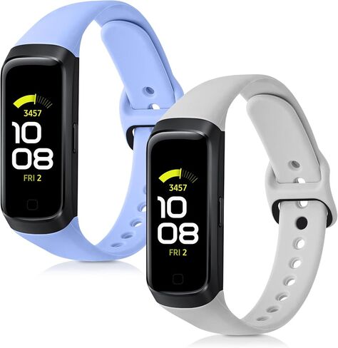 أحزمة kwmobile متوافقة مع أحزمة Samsung Galaxy Fit (SM-R370) - 2x سوار ساعة سيليكون بديل - أسود/أزرق داكن in Saudi Arabia