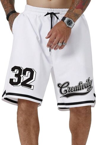 SOLY HUX Men's Letter Graphic Track Shorts Drawstring Waist Workout Sports Shorts in Saudi Arabia