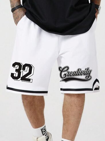 SOLY HUX Men's Letter Graphic Track Shorts Drawstring Waist Workout Sports Shorts in Saudi Arabia