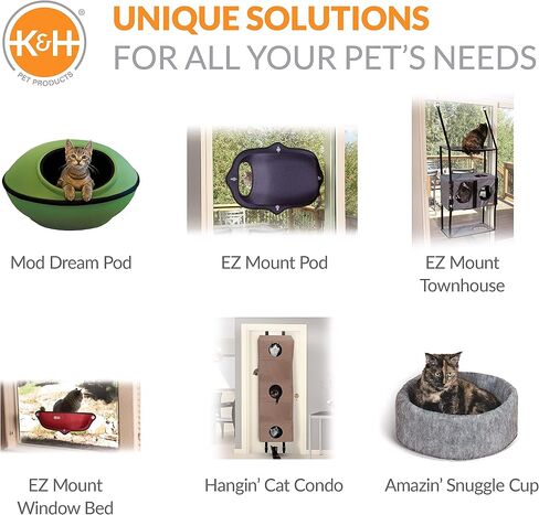 K&H Pet Products Cat Tower Tree Condo للقطط الداخلية، سرير أرجوحة حديث لطيف للقطط، مركز أنشطة منزل القطط والبالغين، ملعب شجرة كهف كبير مخبأ مريح - 3 مستويات من الدنيم 22 × 30 in Saudi Arabia