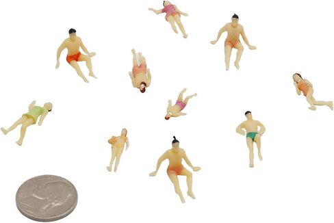 Hiawbon 30 pcs 1:75 Scale Mini Painted People Model Beach Swimsuits Figurines Miniature People Figures in Saudi Arabia
