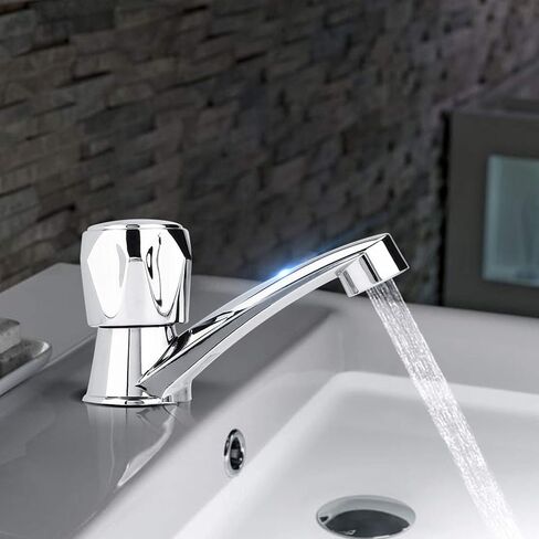 Water Faucet, Water Tap Single Cold Faucet Water Inlet Thread G1/2 Bathroom Basin Kitchen Sink Rest Room Washing Basin Accessories Water Tap 1/4 Turning(Blossom Handle) in Saudi Arabia