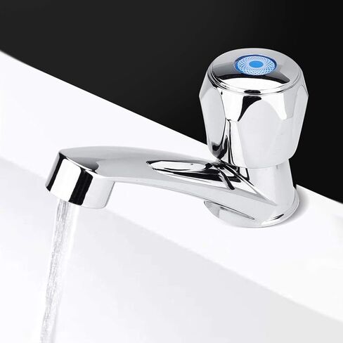 Water Faucet, Water Tap Single Cold Faucet Water Inlet Thread G1/2 Bathroom Basin Kitchen Sink Rest Room Washing Basin Accessories Water Tap 1/4 Turning(Blossom Handle) in Saudi Arabia