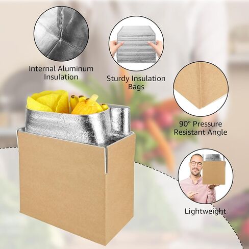 8 PCS Insulated Shipping Boxes with 8 PCS Aluminum Foil Liner, 10"x5.5"x8" Thermo Chill Insulated Shipping Box Reusable Cooler Box for Shipping Frozen Food in Saudi Arabia