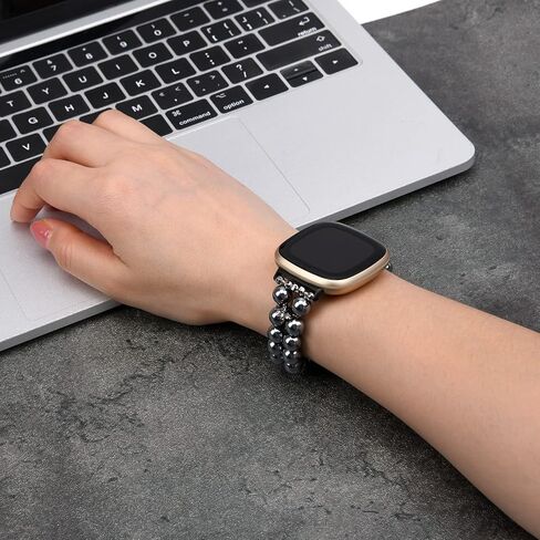 Wongeto Compatible with Fitbit Versa 4/Versa 3 Bands/Fitbit Sense/Sense 2 Bands,Fashion Handmade Elastic Beadeds Bracelet Women for Fitbit Versa 4/Versa 3/Sense 2/Sense in Saudi Arabia