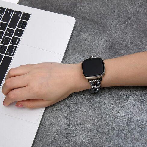 Wongeto Compatible with Fitbit Versa 4/Versa 3 Bands/Fitbit Sense/Sense 2 Bands,Fashion Handmade Elastic Beadeds Bracelet Women for Fitbit Versa 4/Versa 3/Sense 2/Sense in Saudi Arabia