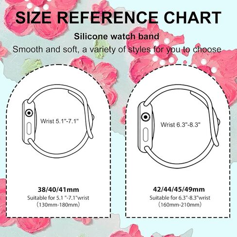 Floral Bands Compatible with Apple Watch Band 41mm 40mm 38mm for Women Girl, Fadeless Cute Floral Pattern Printed Silicone Band for iWatch SE Series 9 8 7 6 5 4 3 2 1 Ultra 2 holiday Gift in Saudi Arabia