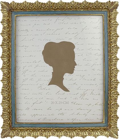 إطار صورة عتيق مقاس 8 × 10 بوصة من AELS، إطارات صور عتيقة أنيقة بواجهة زجاجية، عرض للصور، تعليق على الحائط على سطح الطاولة، أفكار للهدايا، أوراق منحوتة، ذهبي وأزرق in Kuwait