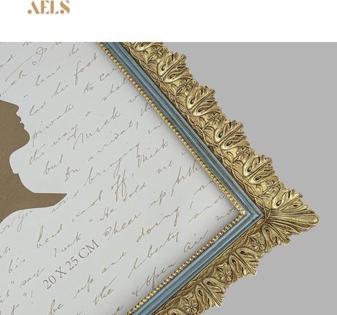 إطار صورة عتيق مقاس 8 × 10 بوصة من AELS، إطارات صور عتيقة أنيقة بواجهة زجاجية، عرض للصور، تعليق على الحائط على سطح الطاولة، أفكار للهدايا، أوراق منحوتة، ذهبي وأزرق in Kuwait