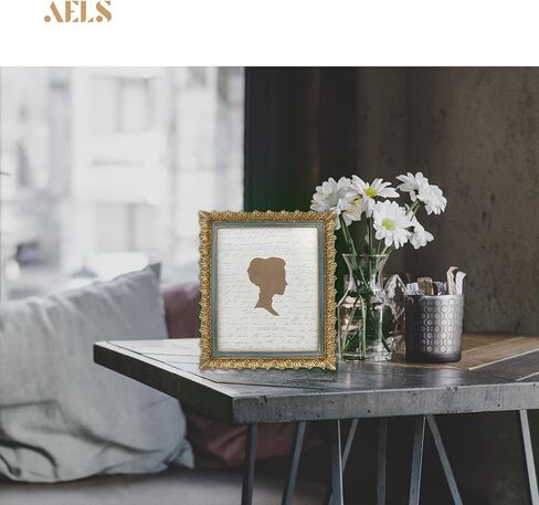 إطار صورة عتيق مقاس 8 × 10 بوصة من AELS، إطارات صور عتيقة أنيقة بواجهة زجاجية، عرض للصور، تعليق على الحائط على سطح الطاولة، أفكار للهدايا، أوراق منحوتة، ذهبي وأزرق in Kuwait