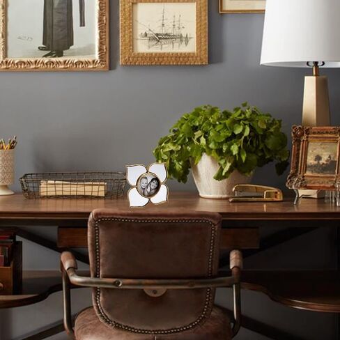 2x2 Round Photo Picture Frame with Petal Shaped Mirrors Gold Flower Shaped for Tabletop Desktop Display (Frame 4X4) in Kuwait