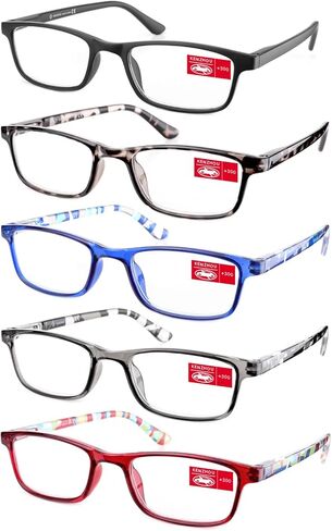 نظارات قراءة K KENZHOU مكونة من 5 قطع، قارئات بمفصلات زنبركية للنساء والرجال، نظارات خفيفة الوزن مضادة للوهج + 1.5 in Kuwait