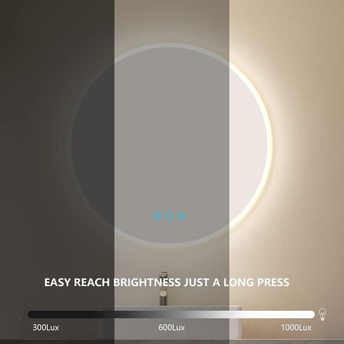 مرآة حمام LED مقاس 24 بوصة من Vlsrka مع تغيير لون RGB، مرآة مكياج مضاءة للجدار، مرآة زينة دائرية مع تعتيم الضوء، مرآة مستديرة RGB بإضاءة خلفية وأمامية، مقاومة للماء، خالية من الضباب، ذاكرة in Kuwait