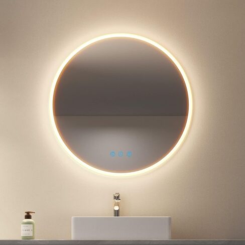 مرآة حمام LED مقاس 24 بوصة من Vlsrka مع تغيير لون RGB، مرآة مكياج مضاءة للجدار، مرآة زينة دائرية مع تعتيم الضوء، مرآة مستديرة RGB بإضاءة خلفية وأمامية، مقاومة للماء، خالية من الضباب، ذاكرة in Kuwait