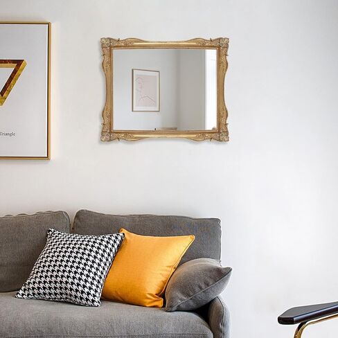 Gold Mirrors for Living Room Bedroom, Vintage Makeup Mirror for Wall and Desk in Saudi Arabia