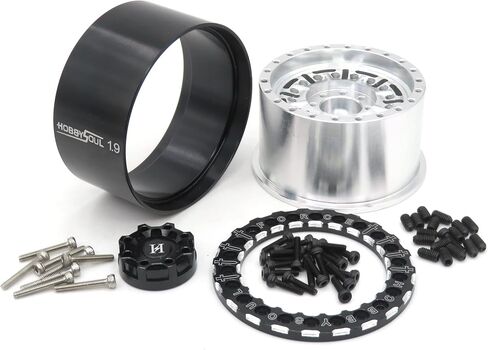 HOBBYSOUL 1.9 Mud Slingers tires 4.72'' / 120mm & Aluminum 1.9 Beadlock Wheels Gold Black for 1/10 Crawler Truck Axial SCX10 Traxxas TRX-4 Redcat Gen8 Tamiay CC01, (4-Pack, Assembled) in Saudi Arabia