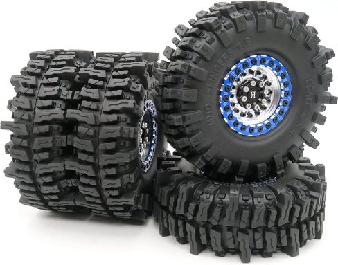 HOBBYSOUL 1.9 Mud Slingers tires 4.72'' / 120mm & Aluminum 1.9 Beadlock Wheels Gold Black for 1/10 Crawler Truck Axial SCX10 Traxxas TRX-4 Redcat Gen8 Tamiay CC01, (4-Pack, Assembled) in Saudi Arabia