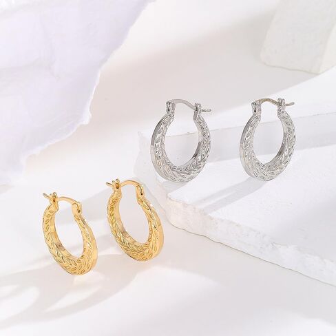 أقراط دائرية من الذهب والفضة عيار 18 قيراط للنساء، أقراط هوجي هوب بعقدة ذهبية مكتنزة متوسطة الحجم، هدايا مجوهرات عصرية in Kuwait