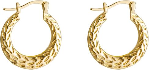 أقراط دائرية من الذهب والفضة عيار 18 قيراط للنساء، أقراط هوجي هوب بعقدة ذهبية مكتنزة متوسطة الحجم، هدايا مجوهرات عصرية in Kuwait