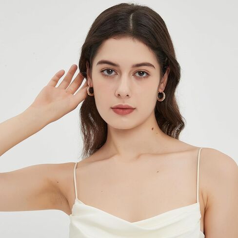 أقراط دائرية من الذهب والفضة عيار 18 قيراط للنساء، أقراط هوجي هوب بعقدة ذهبية مكتنزة متوسطة الحجم، هدايا مجوهرات عصرية in Kuwait