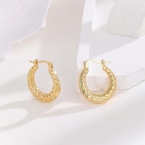 أقراط دائرية من الذهب والفضة عيار 18 قيراط للنساء، أقراط هوجي هوب بعقدة ذهبية مكتنزة متوسطة الحجم، هدايا مجوهرات عصرية in Kuwait