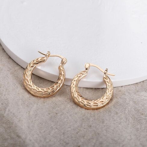 أقراط دائرية من الذهب والفضة عيار 18 قيراط للنساء، أقراط هوجي هوب بعقدة ذهبية مكتنزة متوسطة الحجم، هدايا مجوهرات عصرية in Kuwait