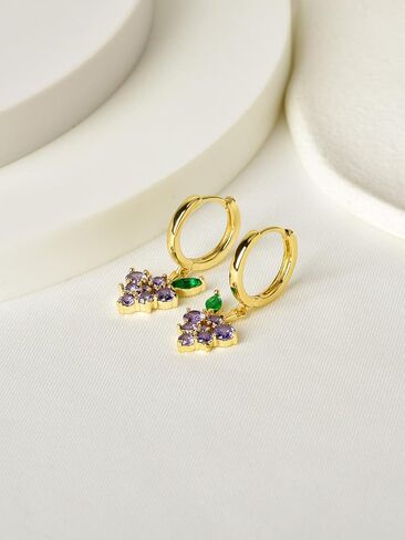 Dainty Drop Dangle Hoop Earrings For Women Girls,Gold Plated 12mm Hoops With Cz Evil Eye Heart Teardrop Leaves Charms Trendy Cute Dangling Earrings in Saudi Arabia