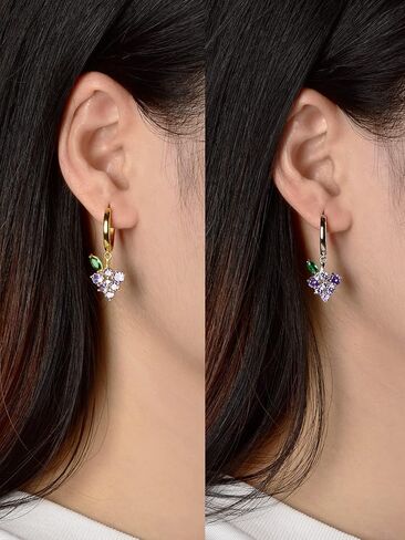 Dainty Drop Dangle Hoop Earrings For Women Girls,Gold Plated 12mm Hoops With Cz Evil Eye Heart Teardrop Leaves Charms Trendy Cute Dangling Earrings in Saudi Arabia