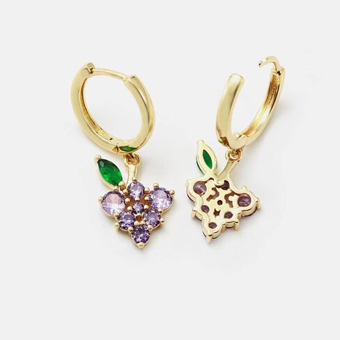 Dainty Drop Dangle Hoop Earrings For Women Girls,Gold Plated 12mm Hoops With Cz Evil Eye Heart Teardrop Leaves Charms Trendy Cute Dangling Earrings in Saudi Arabia