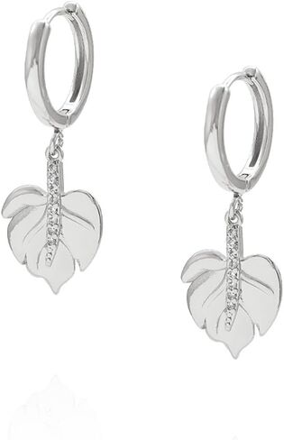 Dainty Drop Dangle Hoop Earrings For Women Girls,Gold Plated 12mm Hoops With Cz Evil Eye Heart Teardrop Leaves Charms Trendy Cute Dangling Earrings in Saudi Arabia