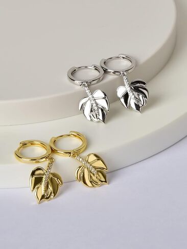 Dainty Drop Dangle Hoop Earrings For Women Girls,Gold Plated 12mm Hoops With Cz Evil Eye Heart Teardrop Leaves Charms Trendy Cute Dangling Earrings in Saudi Arabia
