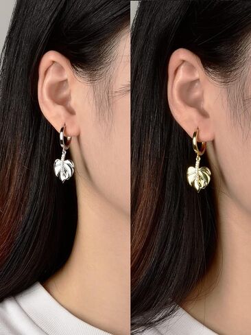 Dainty Drop Dangle Hoop Earrings For Women Girls,Gold Plated 12mm Hoops With Cz Evil Eye Heart Teardrop Leaves Charms Trendy Cute Dangling Earrings in Saudi Arabia