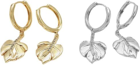 Dainty Drop Dangle Hoop Earrings For Women Girls,Gold Plated 12mm Hoops With Cz Evil Eye Heart Teardrop Leaves Charms Trendy Cute Dangling Earrings in Saudi Arabia